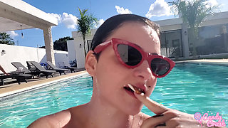 petite teen nude in the swimming pool
