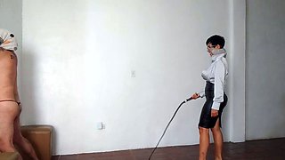 Big breasted mature femdom vixen teasing with her whip