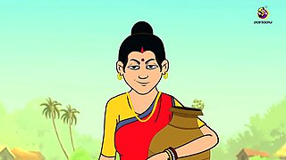 Cartoon fantasy with creampie featuring an inexperienced Indian girl and her stepbrother