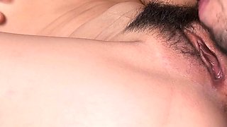 Small Asian Japanese teen with hairy vagina gets fucked