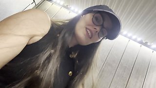 A thrilling fantasy unfolds with Parker Andrea in a public bathroom