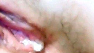 Big-Ass Girlfriend's Creamy Orgasm with Vibrator Caught on C