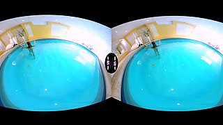 Blonde Enjoys Solo Play In A Pool