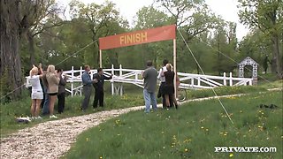 Four Pornstars Race Naked for Sex in This Outdoor Group Sex Scene - Private Porn Sex Videos