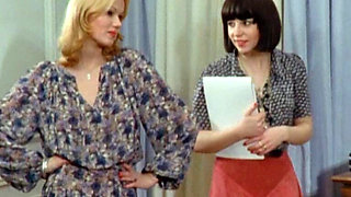 Brigitte Lahaie and Kathy Stewart Suck the Boss Under the Desk