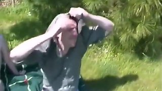 Blonde Ass Fucked On The Lawn By Group Of People