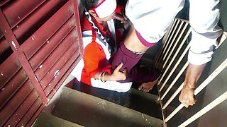 Teen 18+ Fucked By Classmate In School Stairs