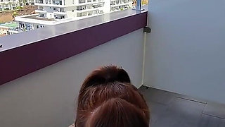 Sneaky Balcony Blowjob