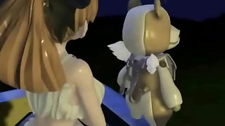 Busty 3D animated self masturbating and playing with toy