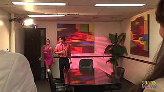 Sexually attractive dancers into the office turns into group sex with two creampies for the milfs - Ariella ferrera