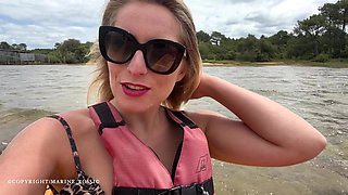 Beautiful bimbo exciting outdoor solo