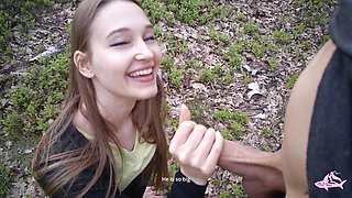 Sexy nymphomaniac in the forest made me cum in her mouth