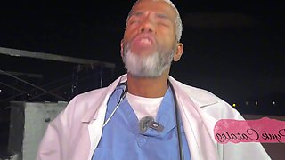 Ebony booty Nurse was fucked on the roof by a BBC doctor