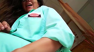 MILF Nurse Masturbates with Thermometer and Gets Hard Fucked by Doctor