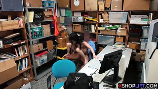 Slender teen suspected and fucked by a security guard