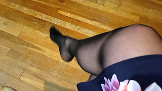 Friday Afternoon Sexy Black Pantyhose Foot Tease