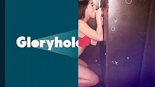 Redhead Babe With Glasses Sucks Big Dicks At The Gloryhole