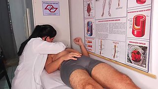 Hot Brazilian Nurse Gives Handjob to Patient's Huge Erection in Hospital