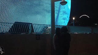 Phat-assed Brunette BBW Alex Blair Goes Nuts In the City At Night, Having Fun With Gibby The Clown
