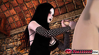 Goth Odette in the Enigmatic Dark Room - Pantyhose Handjob & Intense Blowjob with Satisfying Cumshot