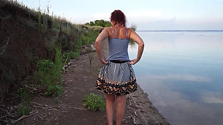 Unstripping on beach of Volga-river