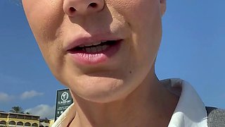 Amateur blonde slut outdoor banging following picnic