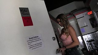 Big titted glory hole blowjob slut fucks and loves facial