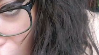Busty babe playing with her big boobs