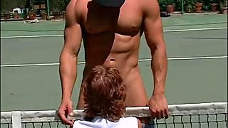 Sexy slut on a tennis court loves to have her asshole filled up with big dick