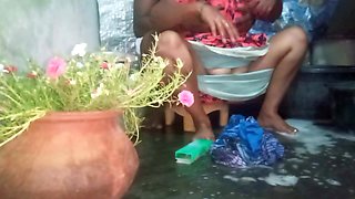 Priyanka Aunty Dress Washing in Bathroom Sex