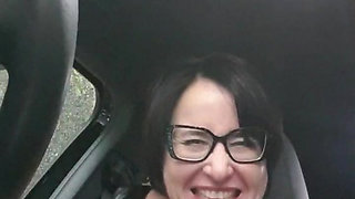 Julie naked in public with car