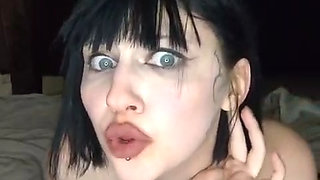 A Cowgirl in Leather Is Hotly Squeezing Her Tits and Waiting for a Big Dick!