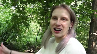 Dirty Girl Littering and Urinating in a Park