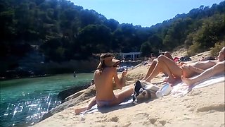 four topless college girl at the beach