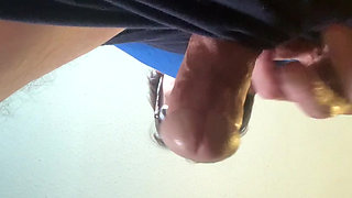 Cum on camera lens from jacking off to bareback video
