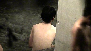 Shower voyeur finds an attractive Asian girl with tiny boobs
