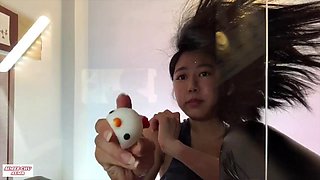 Asian Underglass Toy Crush: Solo, Fetish  Feet Porn