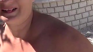 Pregnant Brunette with Sunglasses Gets Pissed on Tits by Guy