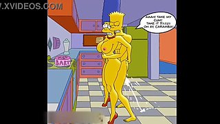 Uncensored Hentai Toon: Marge, the Housewife, Ecstatic as Cum Fills Her Anime Ass