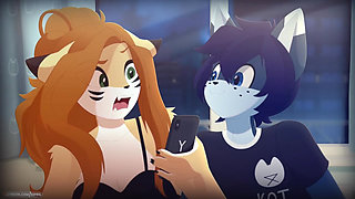 Cat boy and cat girl sex in the roof top.