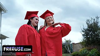 Graduation fuck festival: imani and jill smoke on stepdad's dong to show their thankfulness