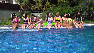 Real wild lesbian teen pool party