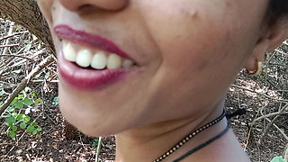 Indian Desi Village Bhabhi enjoying sucking dick in the jungle