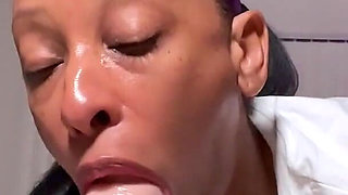 Pink Foxx Gags on Big White Dildo Version 2