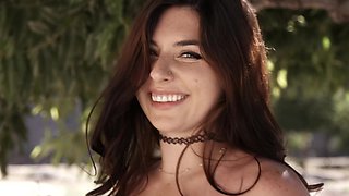 Brunette Keira Croft moans while getting pleasured by her man