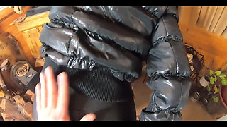 Milfycalla- a Lot of Cum on My Black Down Jacket and Black Leather Leggings 216
