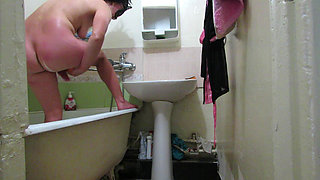 Beautiful Lady in the Bathroom. with Conversations in Russian