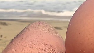 Risky Beach POV: Fucking My Wife in Public, Stranger Walks by (real Exhibitionist Couple)