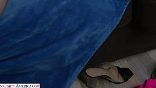 Cute blonde Britt Blair gets a foot rub and a pussy pounding