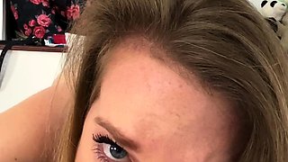Amateur Bikini Babe in Blue is POV Blowjob Slut